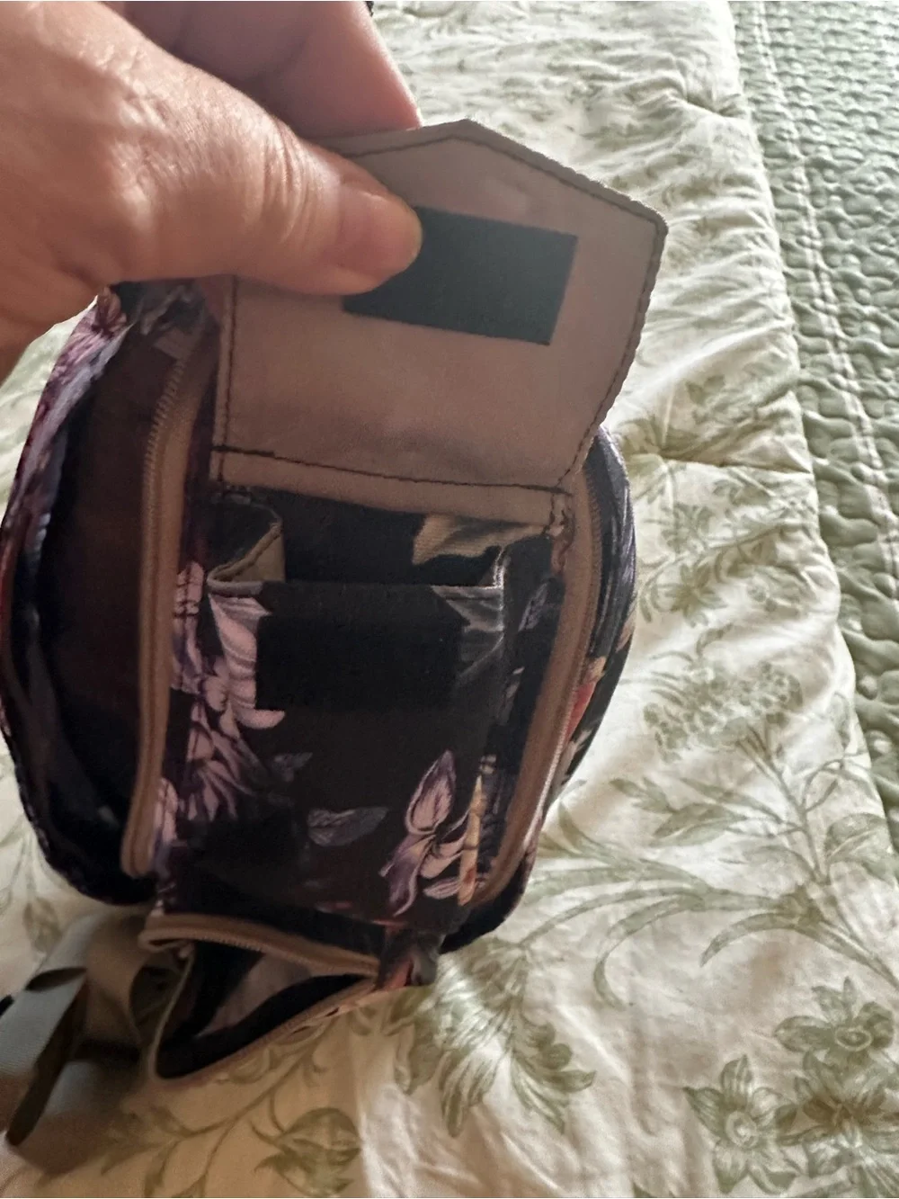 Kavu Floral Print Hobo Bag in Black and Purple